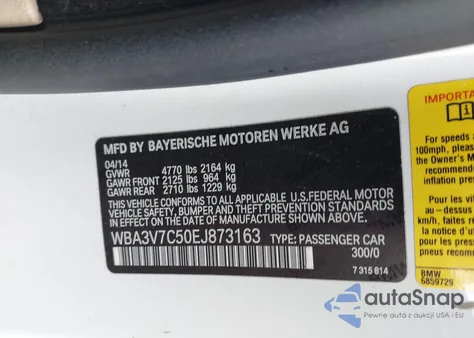 2014 BMW 428I z USA, uszkodzony, nr VIN WBA3V7C50EJ873163